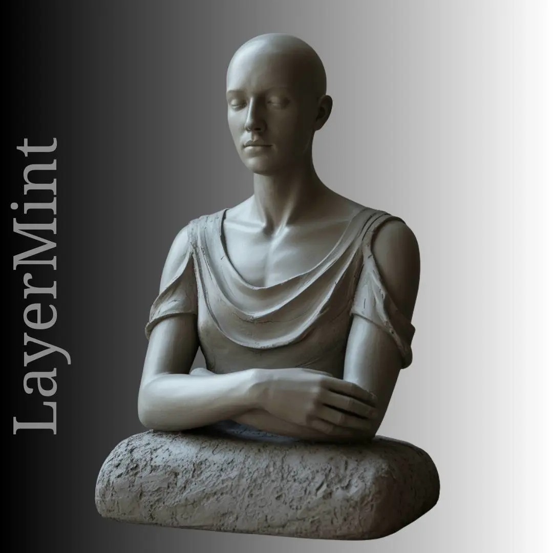 Meditative Woman Bust STL File – Minimalist Sculpture for 3D