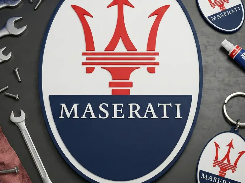 Maserati Logo Keychain – 3 Color / Single Color Option