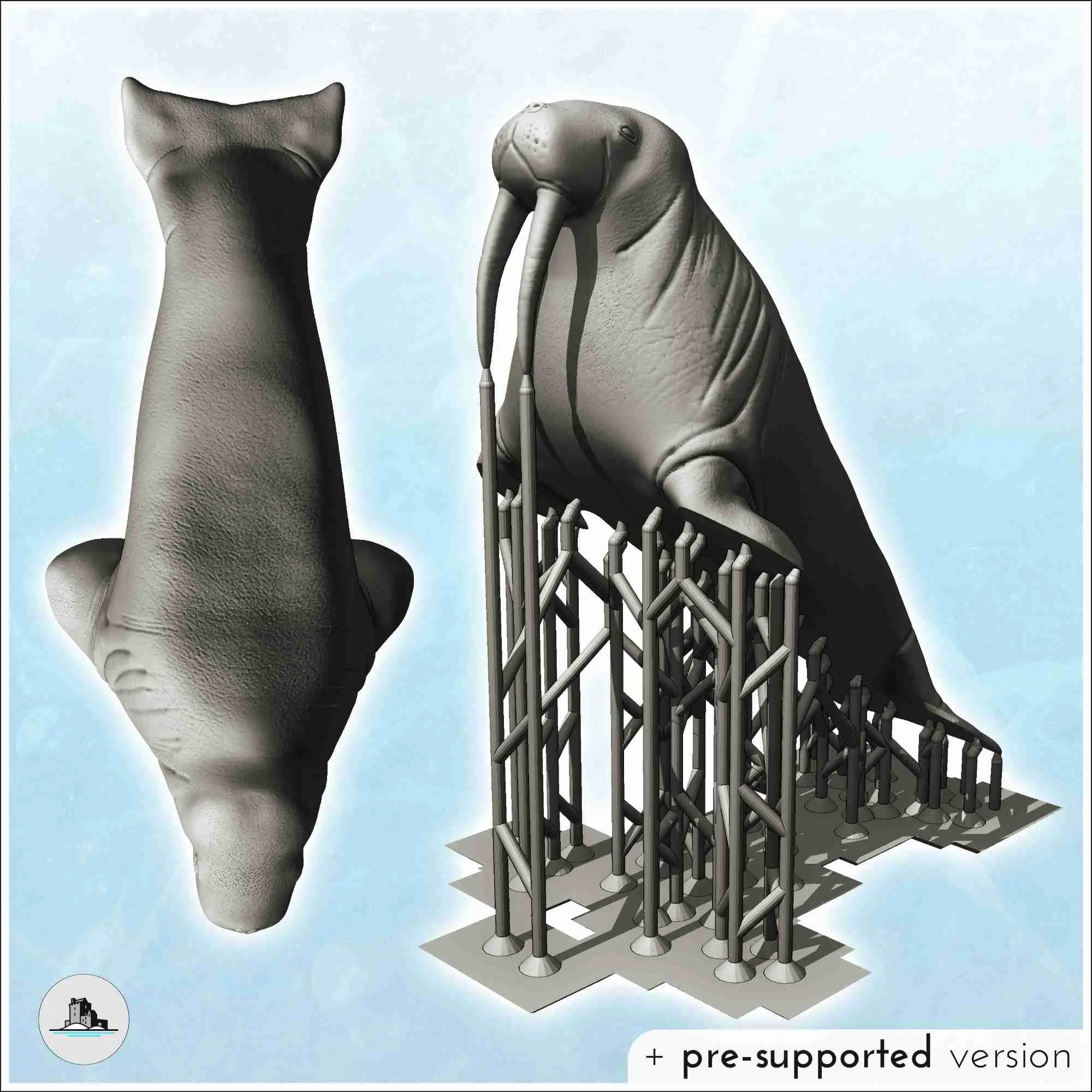 Walrus with tusks (17) - miniatures animal RPG tabletop scen