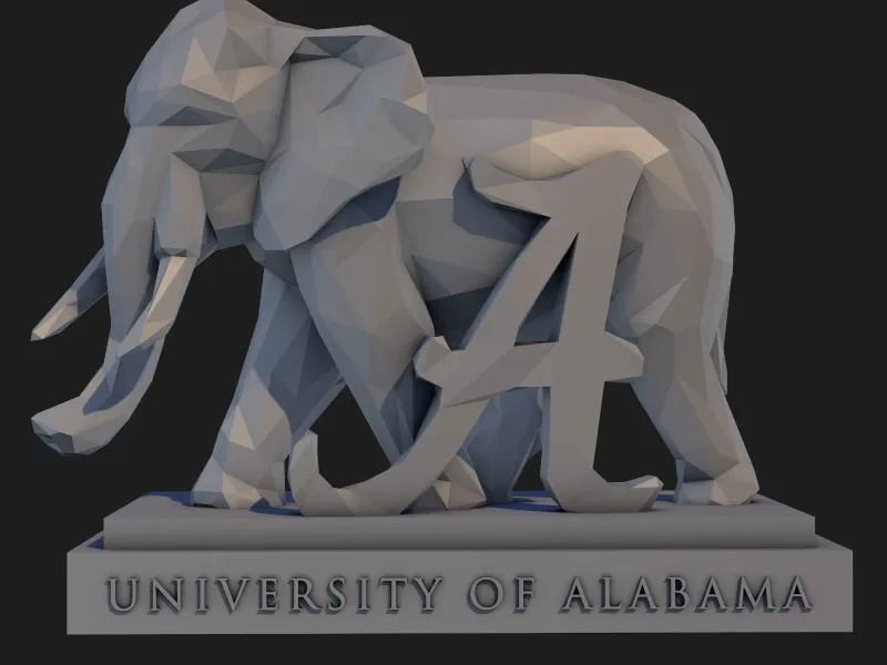 Alabama Crimson Tide Mascot Statue Low Poly - 3D Model