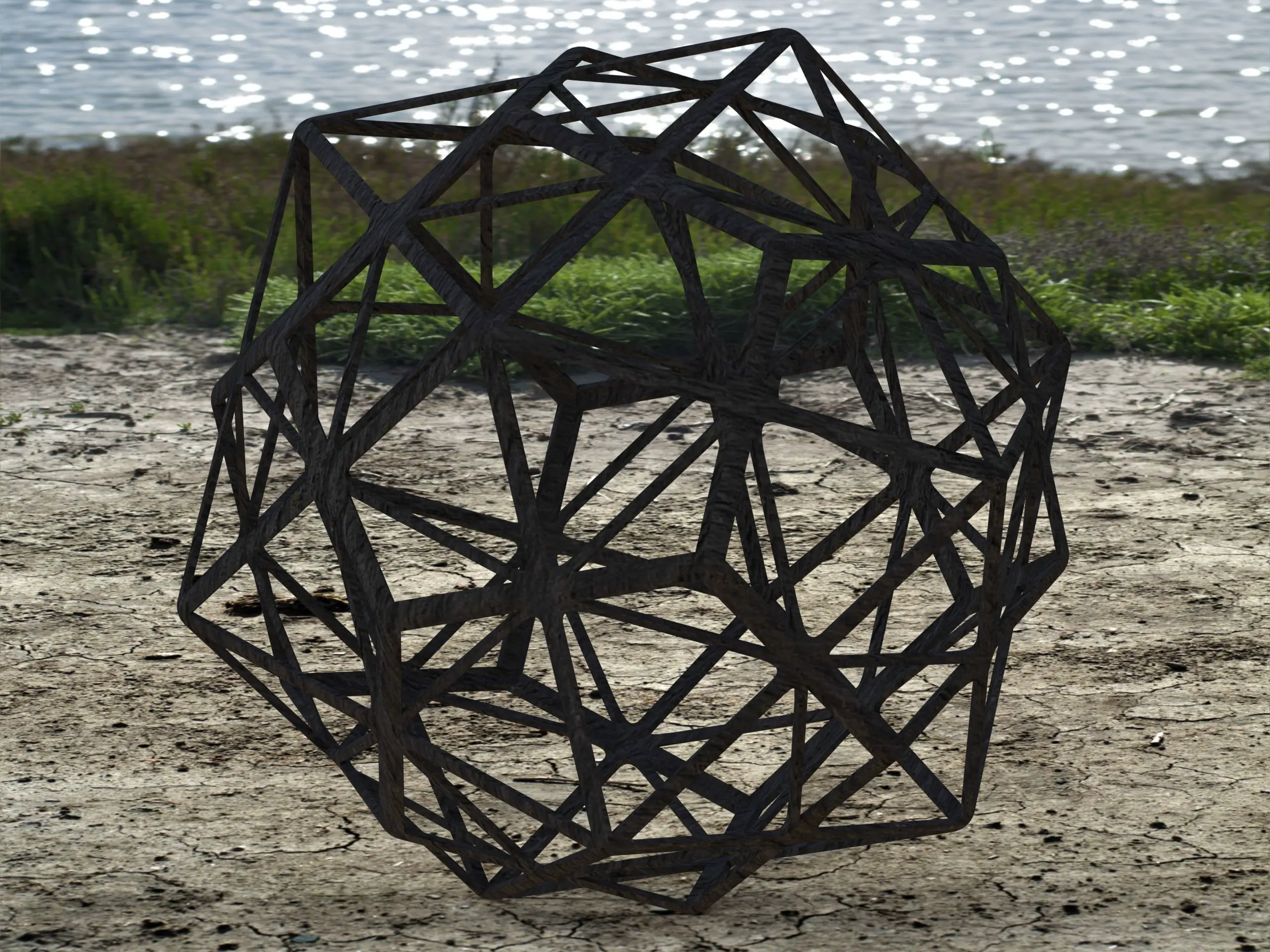Wireframe Shape First Stellation of Icosidodecahedron
