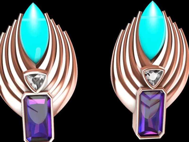 trillion Emerald cut Earrings
