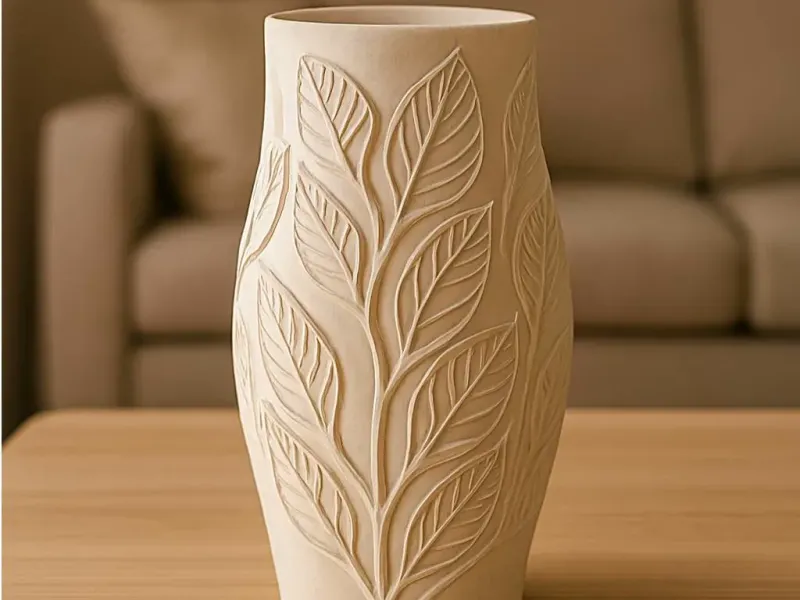 Vase mit Blattrelief