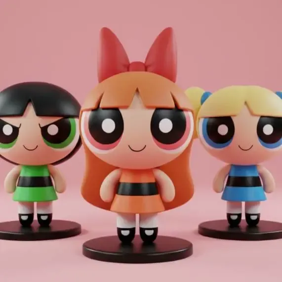 Stylized Powerpuff Girls figurines