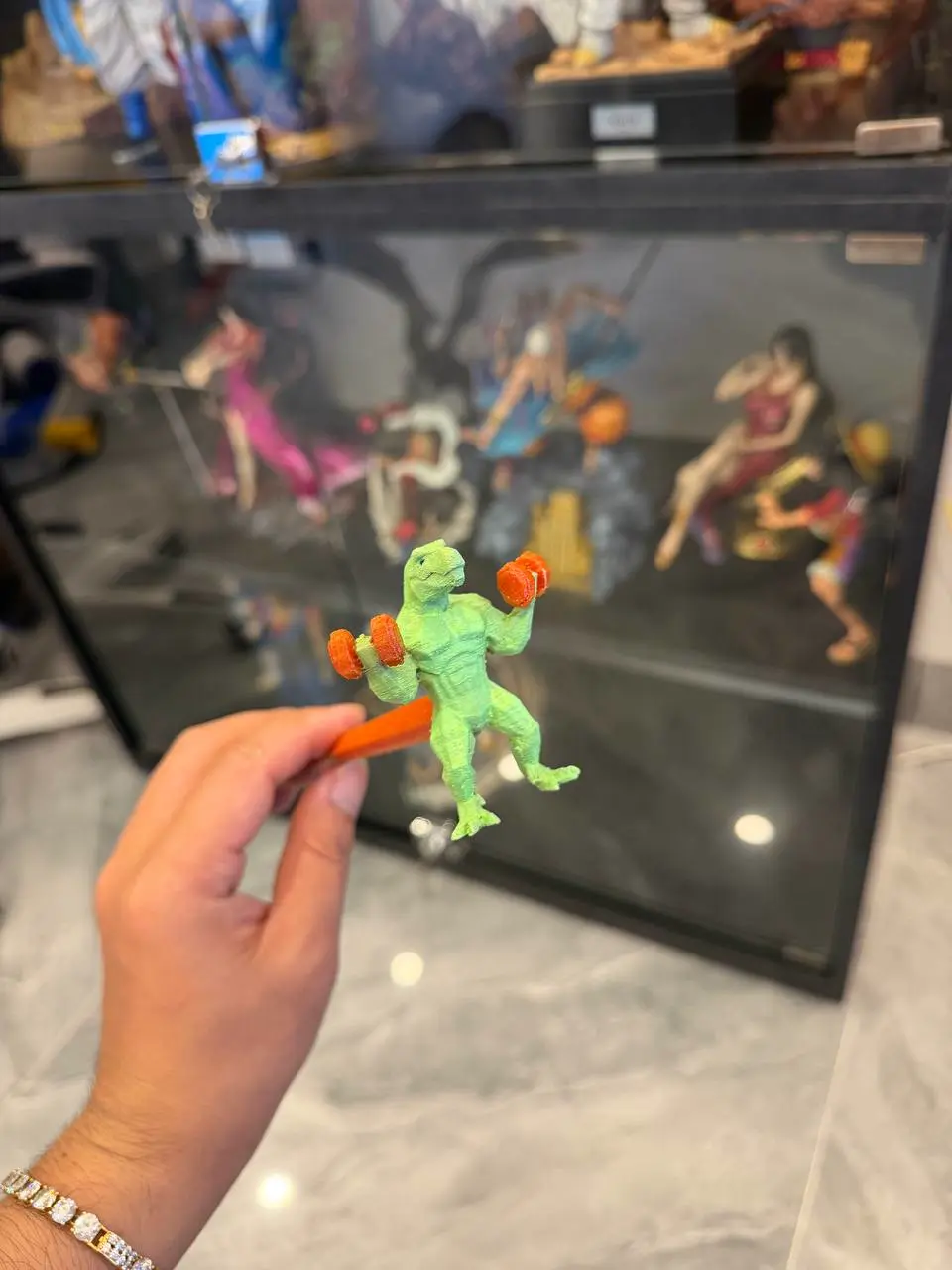 Buff T-Rex Hairpin 3D Print STL - Low Poly Gym Dinosaur Hair
