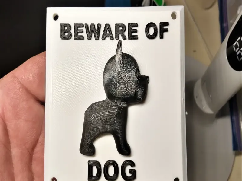 Cartel de Cuidado con el Perro (Boston Terrier) Imagen 3D