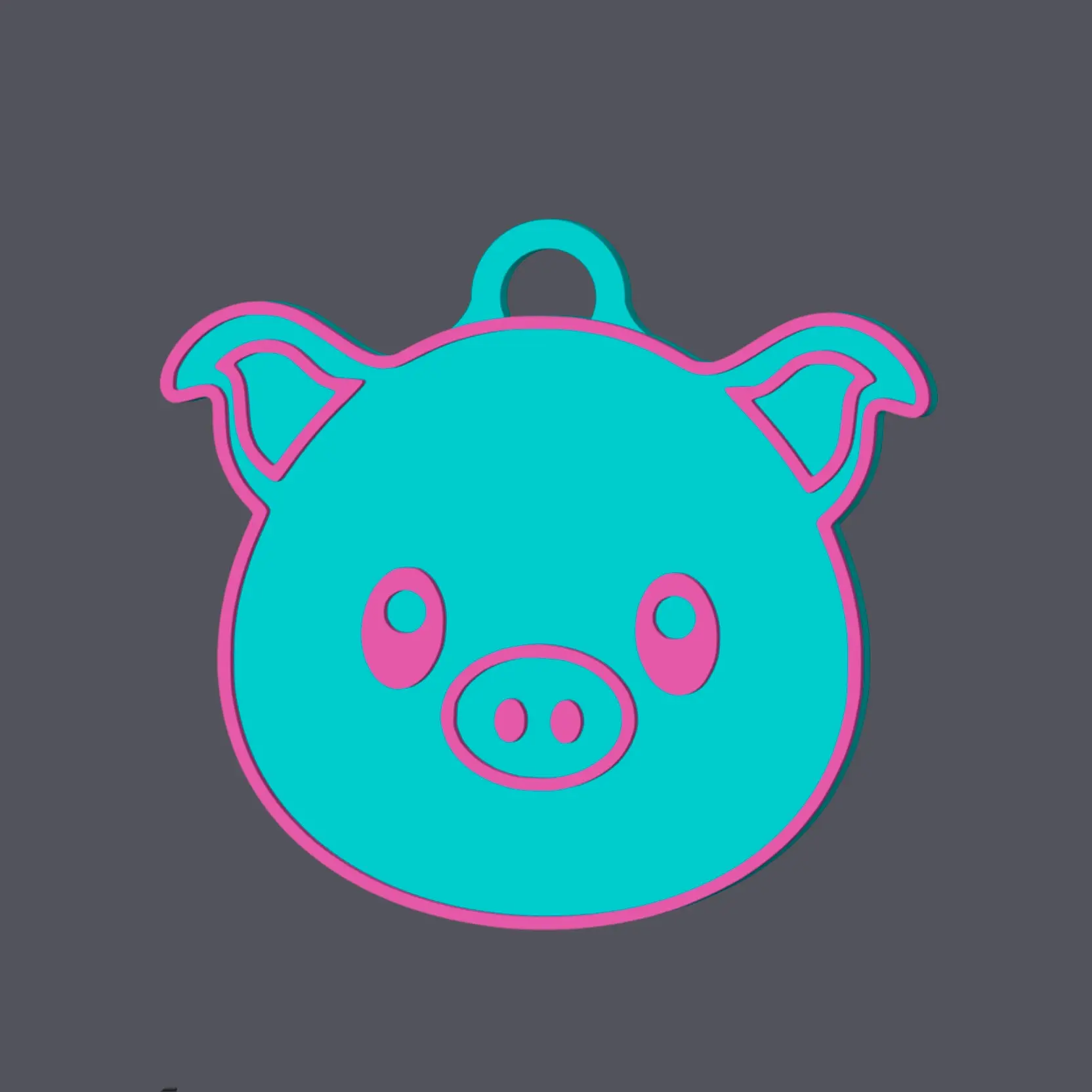 Pig Head - Farm Animals - Keychain v1