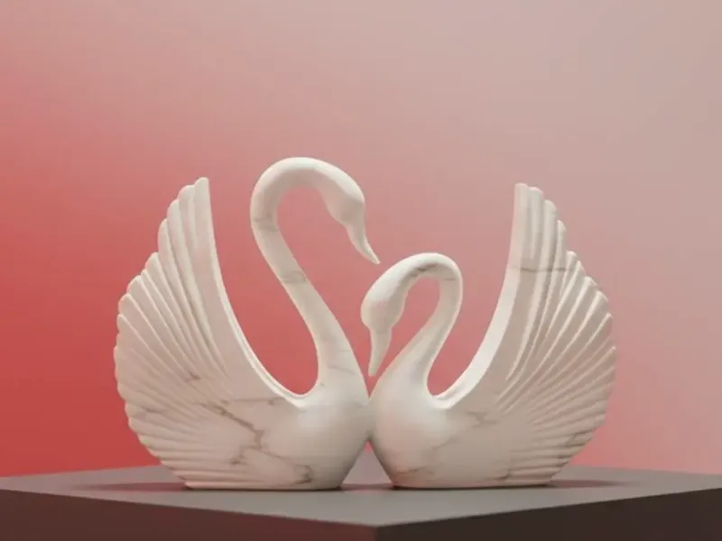 Majestic Grace - Marble Swan Sculpture