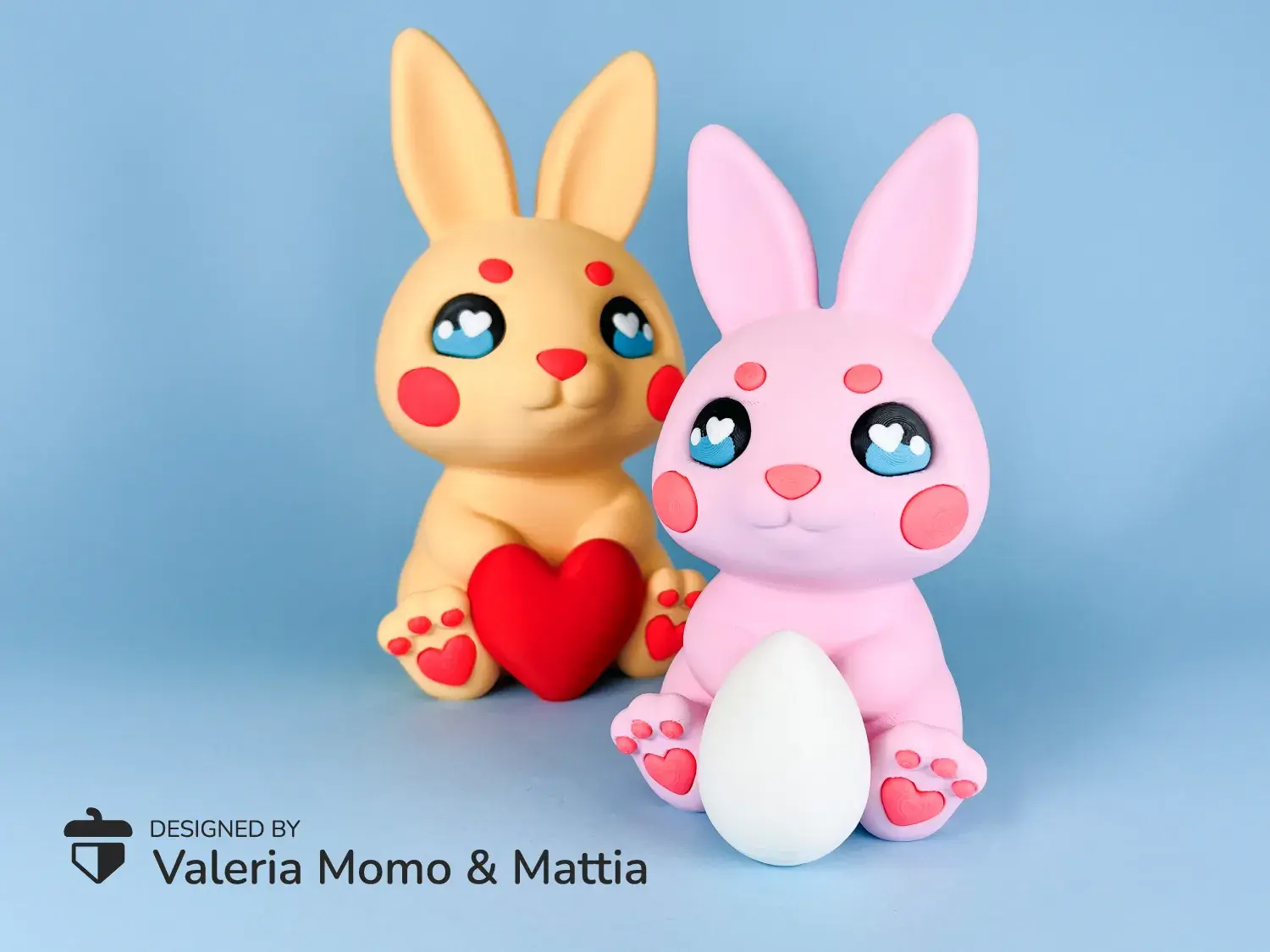 Easter Bunny with Eggs & Heart, Print-in-Parts & MultiColor!