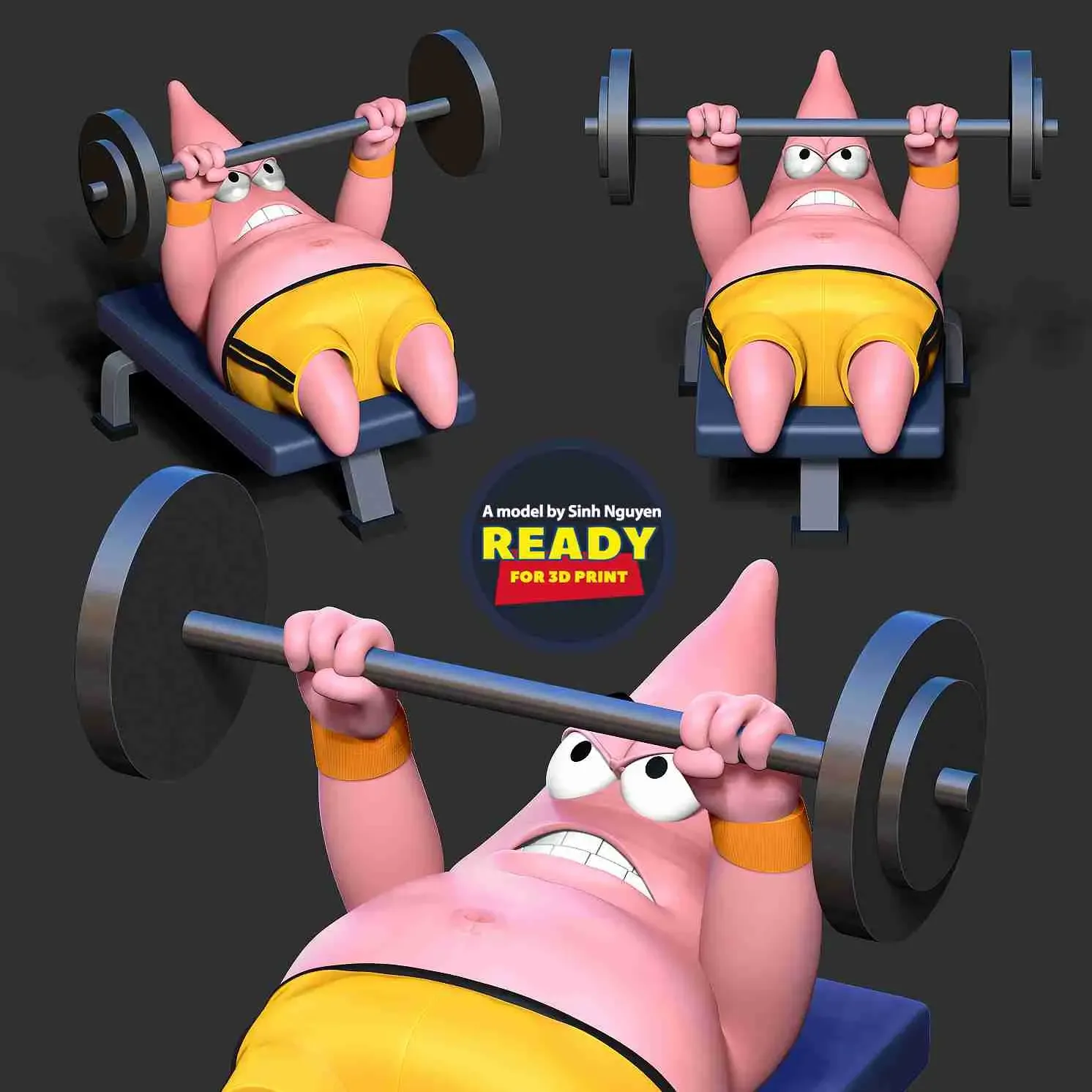 Patrick Star lifts weights