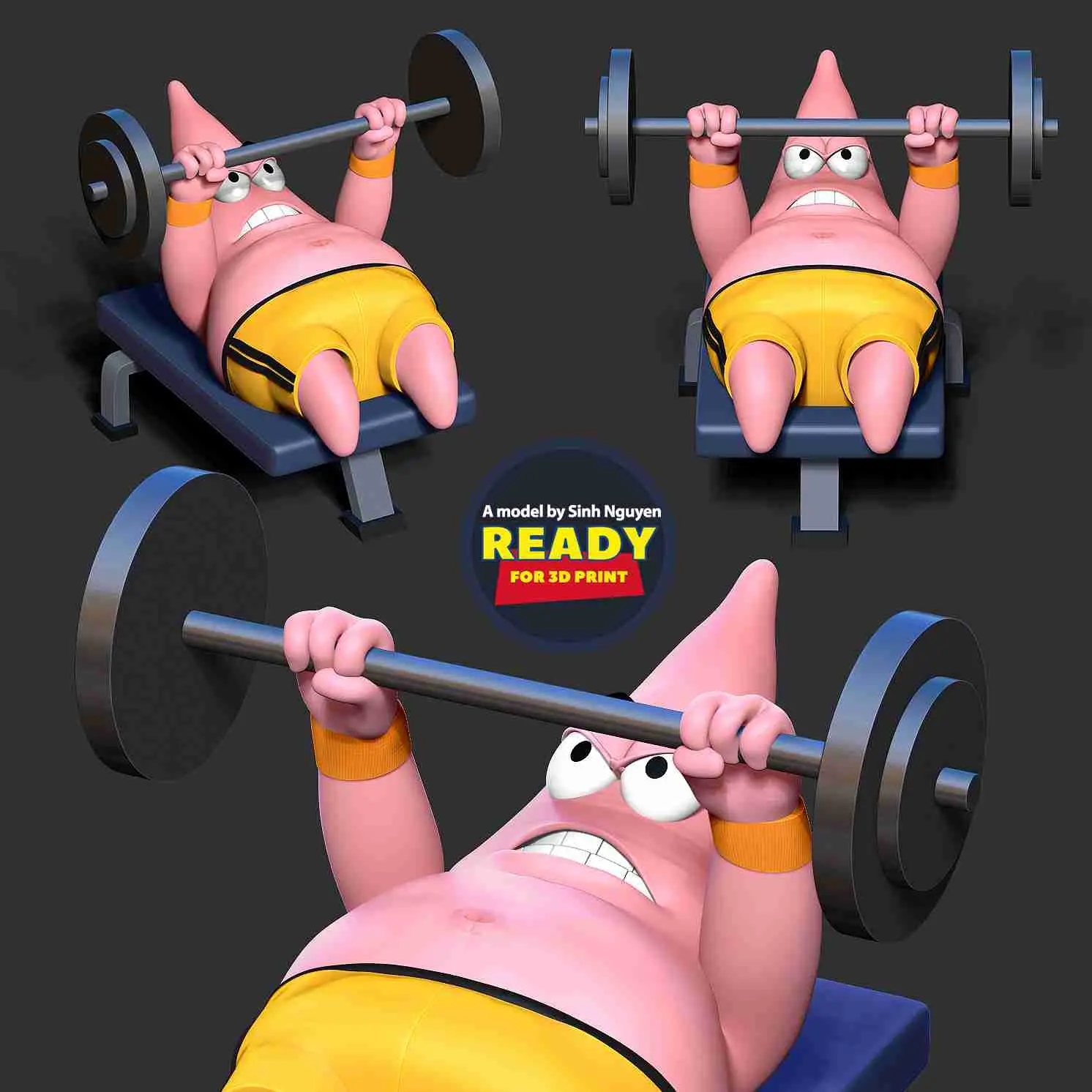 Patrick Star lifts weights