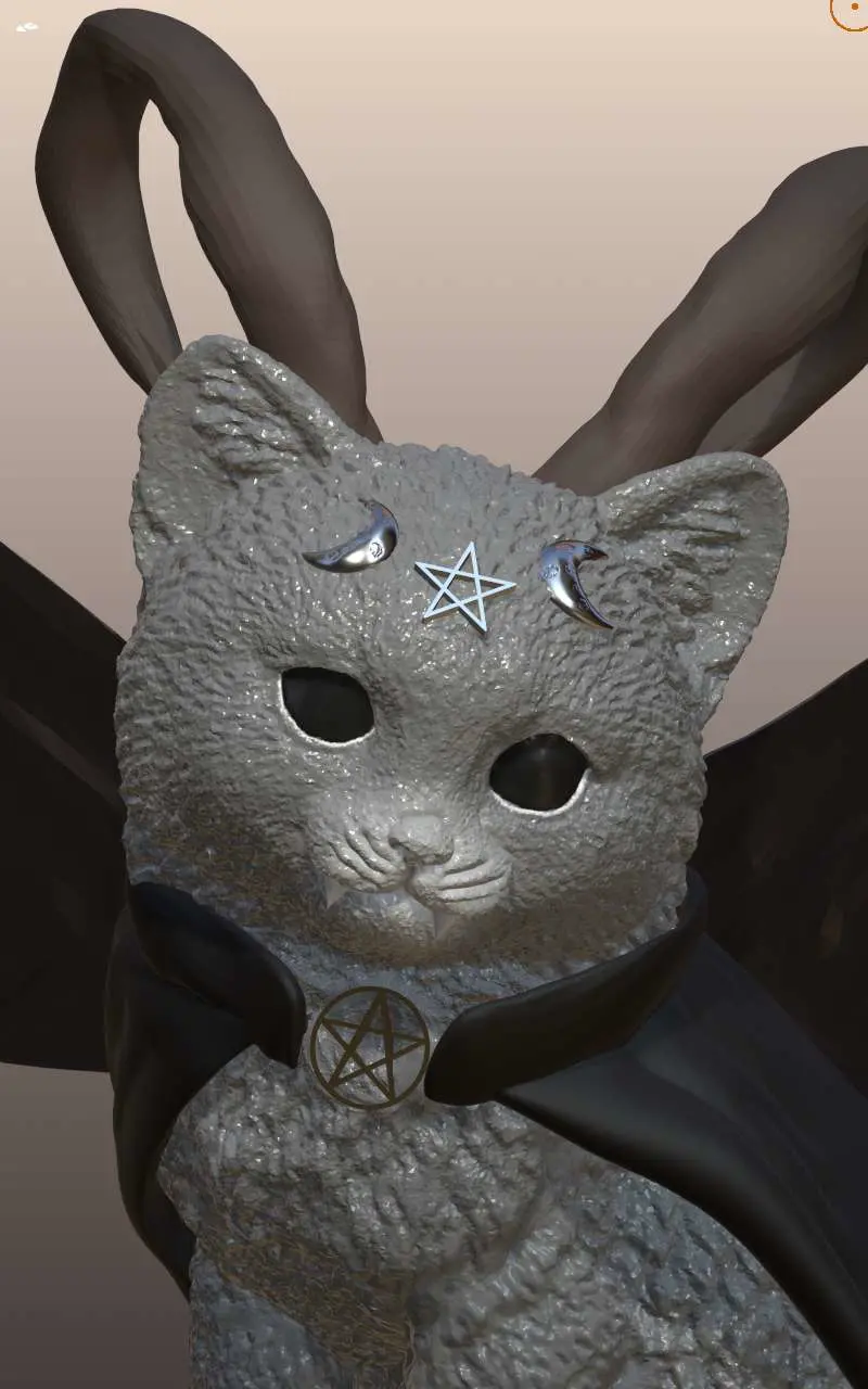Gothic Winged Horned Cat Figurine - Unique 3D Print