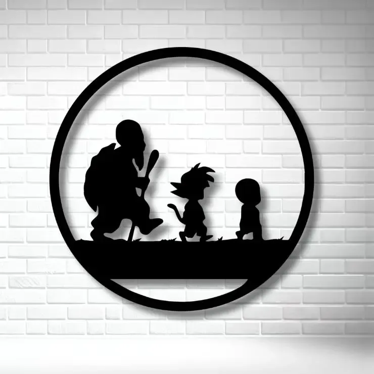🐢👦👦 MASTER ROSHI, KID GOKU & KRILLIN WALL ART