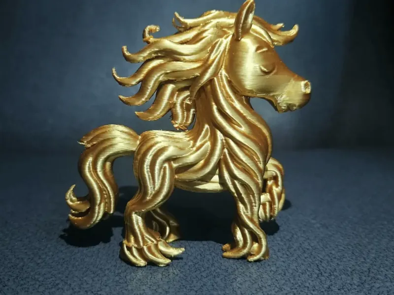 Vein-wood Young Pony Sculpture With Flowing Mane Lines