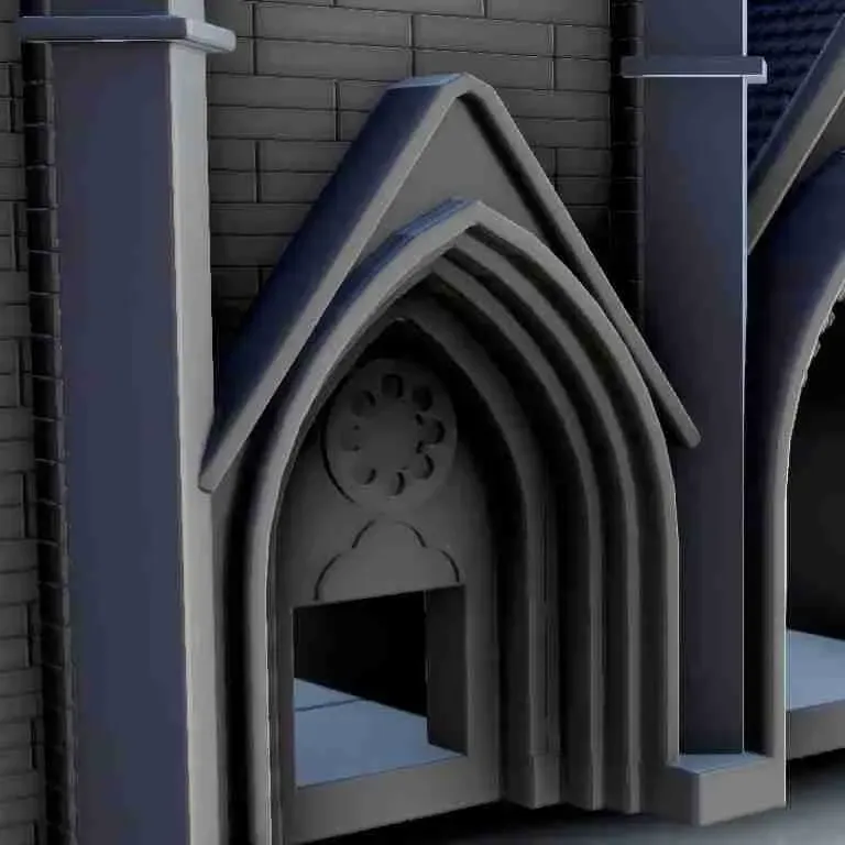 Gothic arch with double towers - scenery medieval miniatures