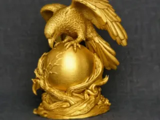 Mystic Raven On Fortune Telling Sphere Crystal Ball Statue