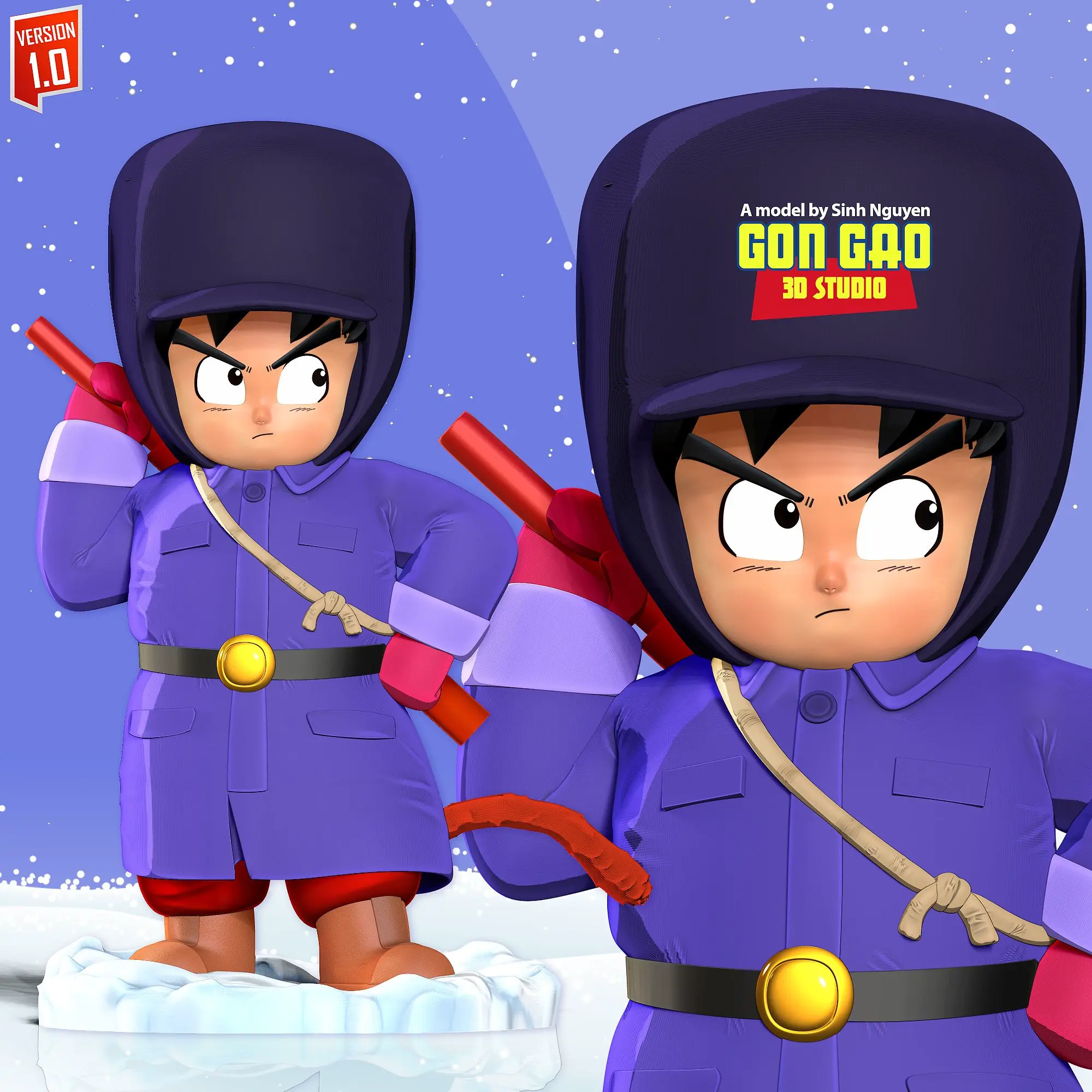 Kid Goku im Winter-Outfit