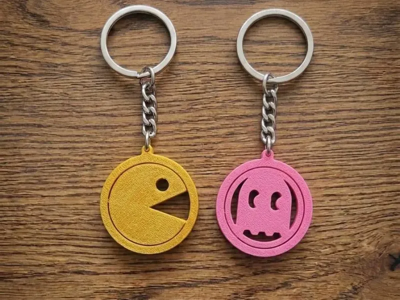 Spinning Retro Arcade Keychains (Pac-Man & Ghost)