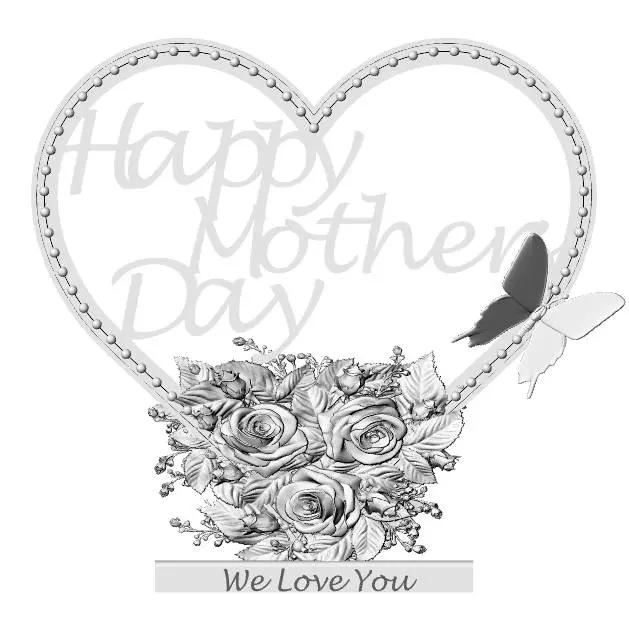 Happy Mothers Day Gift with Heart and Flowers