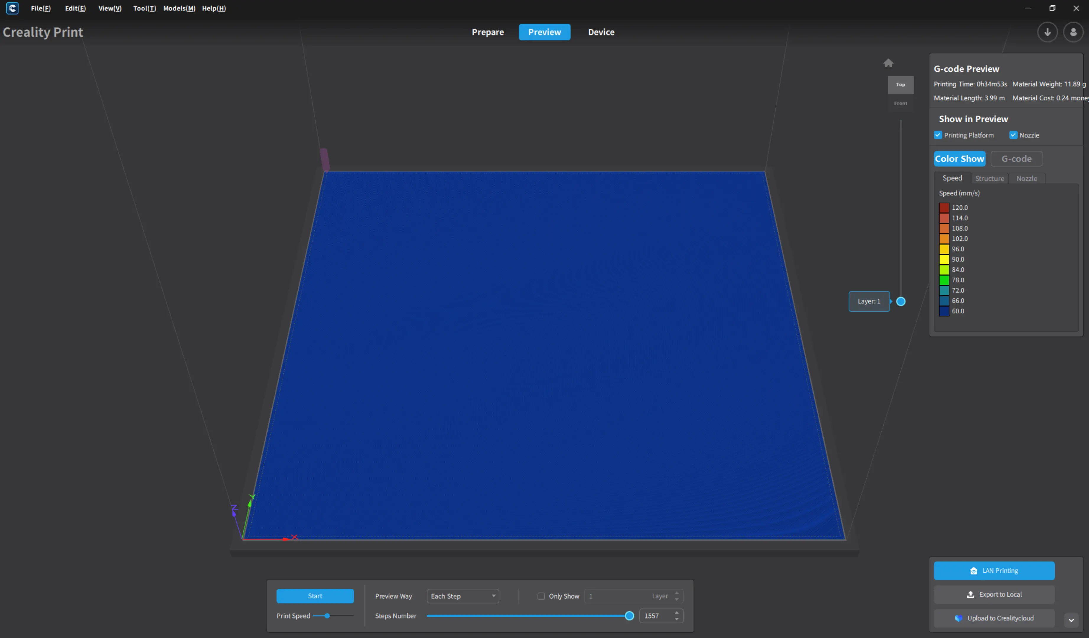 First layer test for Creality K1