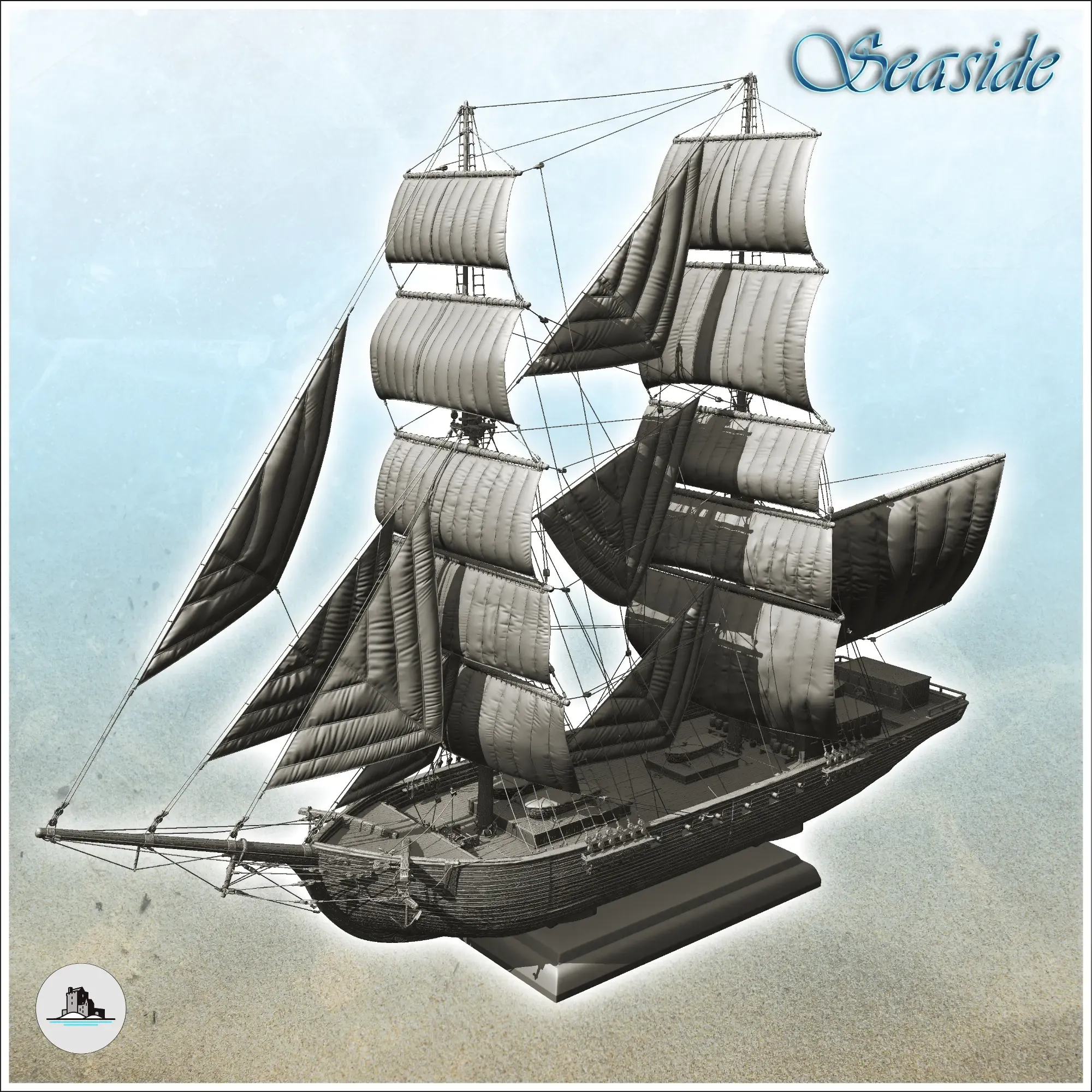 Brig sailing ship with two main masts - boat miniatures