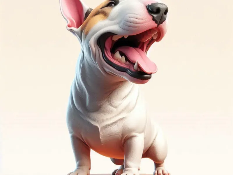 3407 Color 3D Model of Laughing Bull Terrier on Pedestal STL