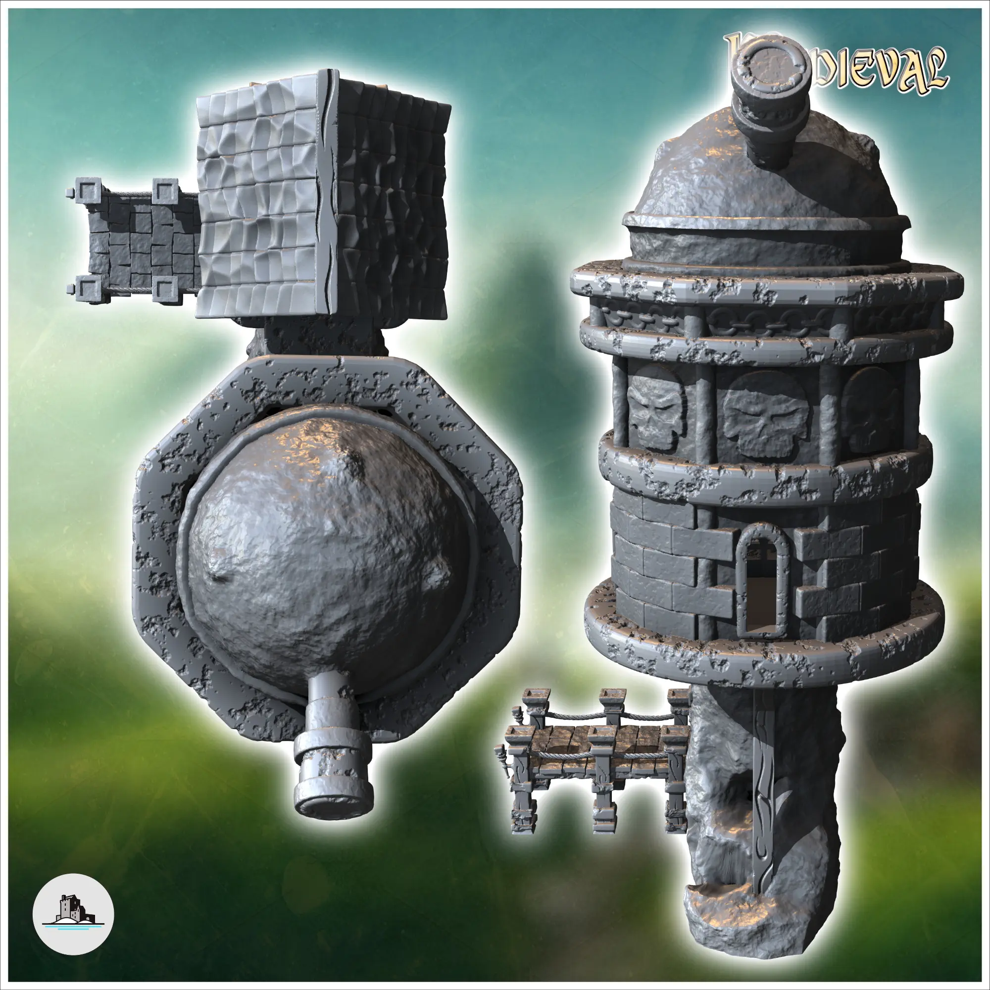 Medieval observatory with dome and wooden pontoon (33) - min