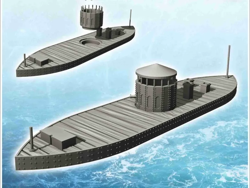 USS Monitor 1862 navio de guerra ironclad (3) - miniaturas de cena ACW