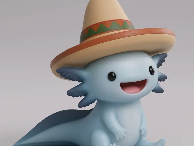 Ajolote mexicano con sombrero