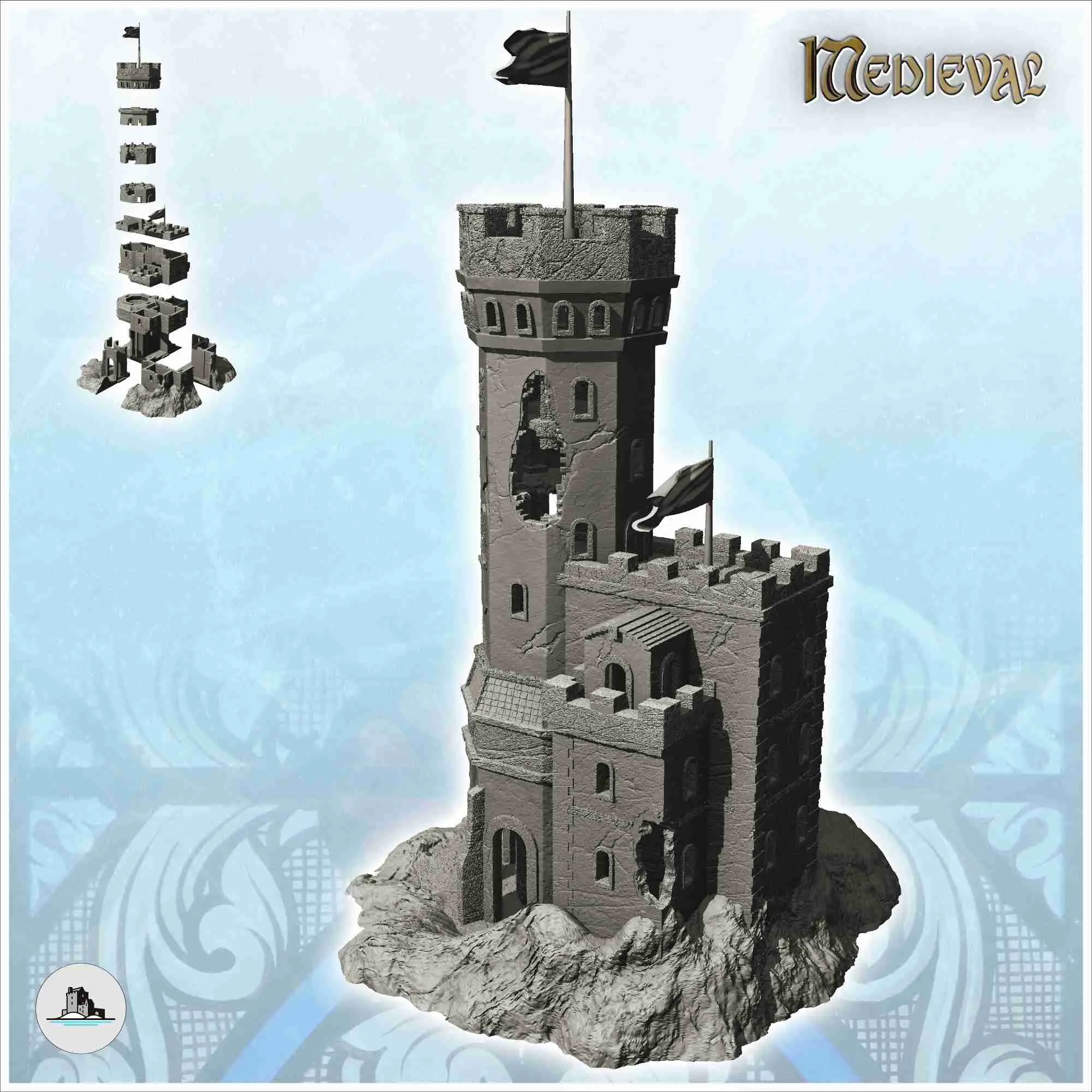 Pacchetto castelli medievali n. 1 - miniature warhammer scenario t