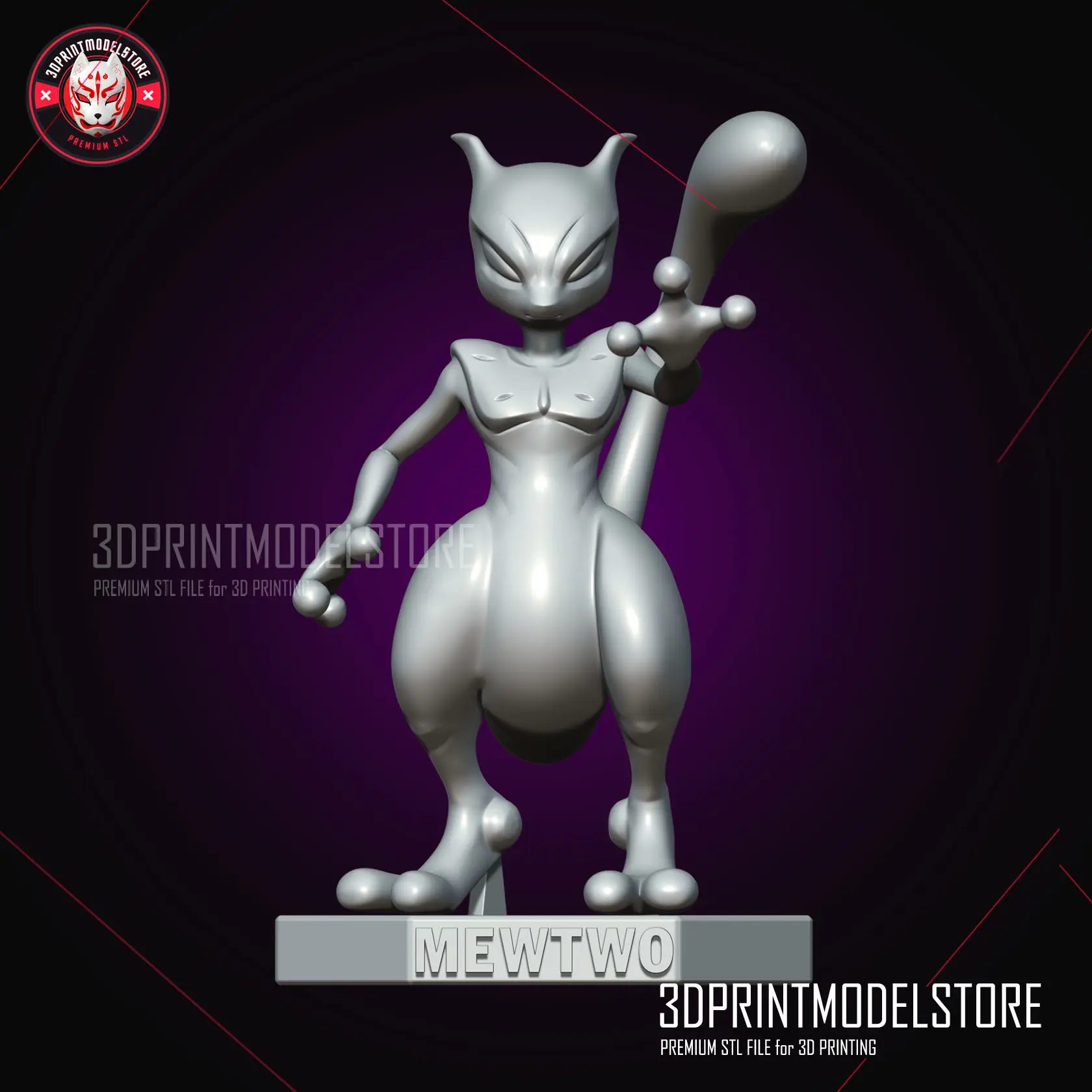 Statua del Pokemon Mewtwo - File STL premium