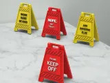 Funny Office Desk Signs, 3D Mini Floor Sign Set, 4 pcs.-2
