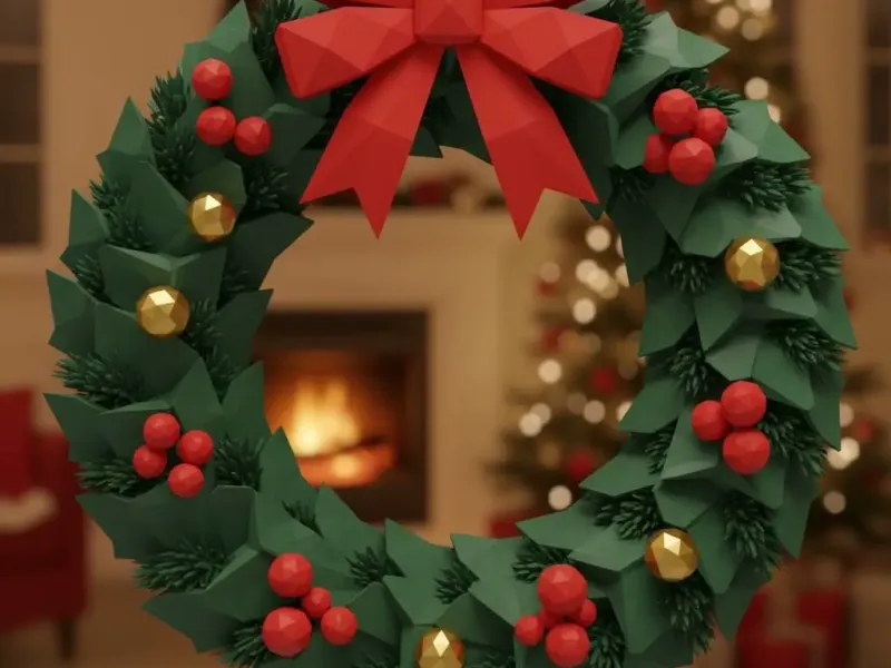 Christmas wreath Low-poly