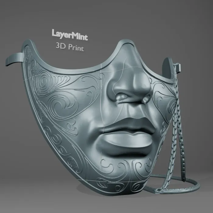 Jewelry & Accessories STL Download - Ornamental Half Face Mask – 3D ...