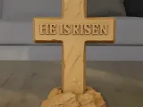 He Is Risen Easter Cross STL 3D Print Model-0