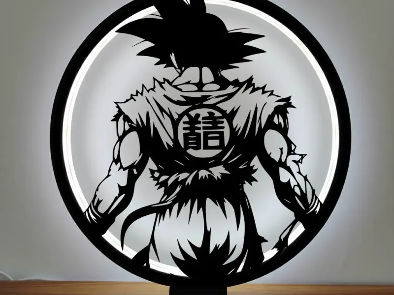 🔥⚡ Goku Transformation Ring Lamp – Back View Wall Art