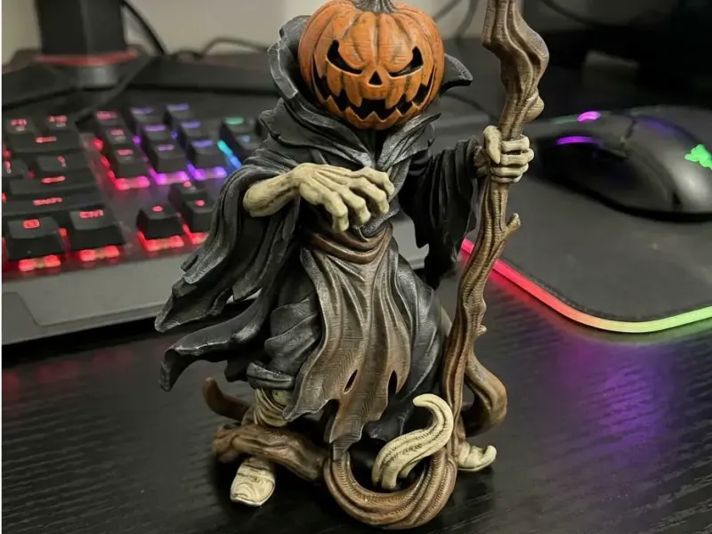 Pumpkin Head Reaper | Halloween Horror Statuette | Dark