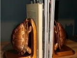 Geometric Turtle Shell Bookends | Modern Animal Book Stand |-0