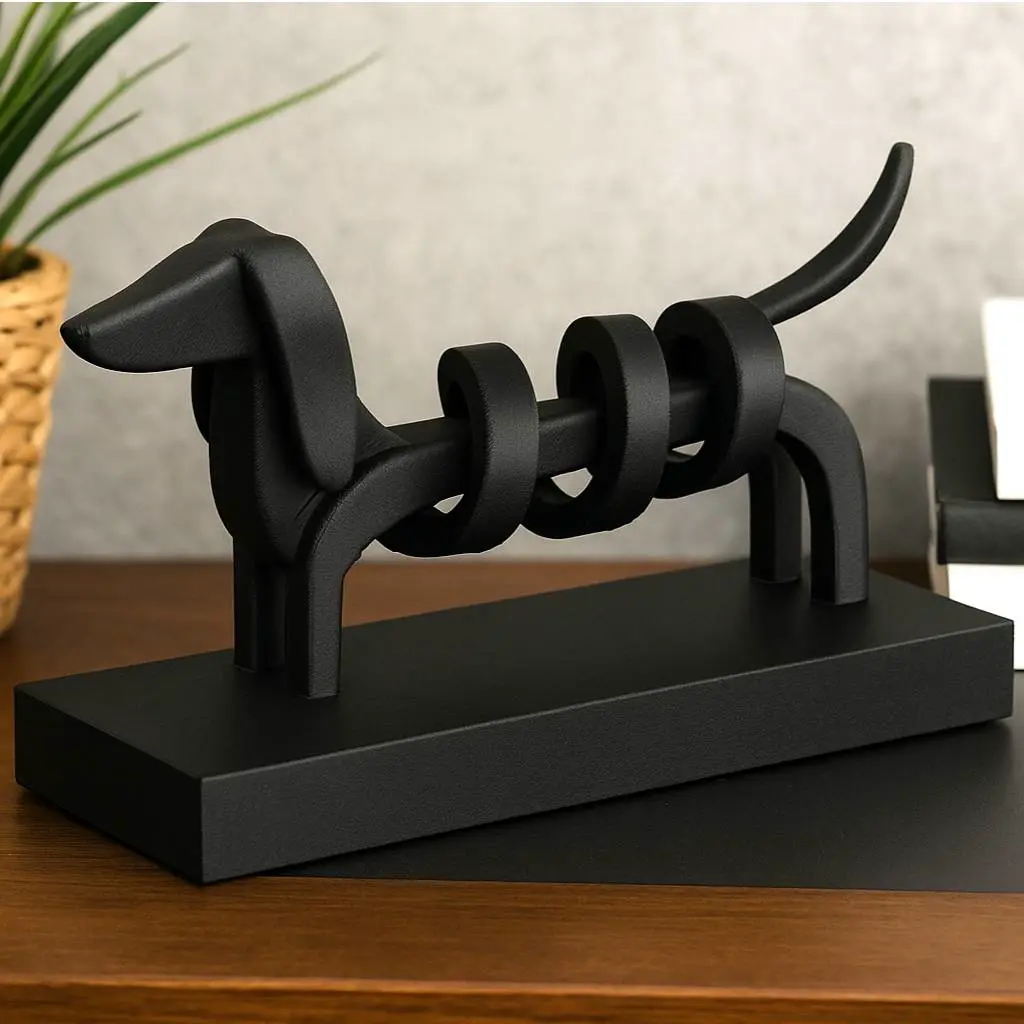 Abstract Dachshund Sculpture with Ring Design