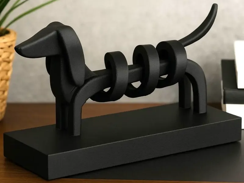 Abstract Dachshund Sculpture with Ring Design