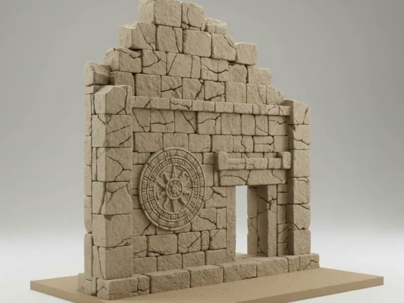 Sun Dial Gateway – Ancient Stone Ruins Diorama