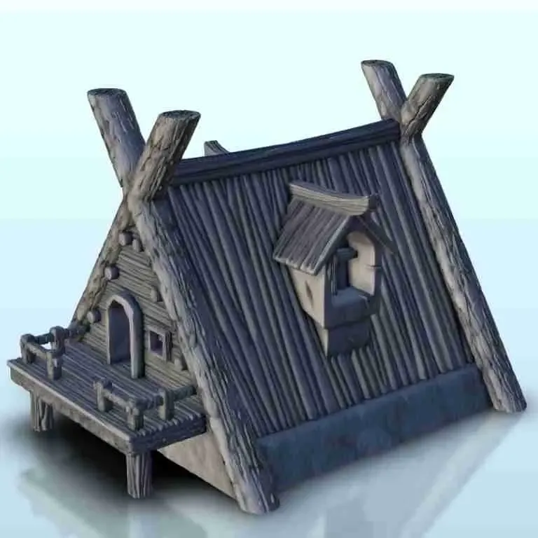 Capanna medievale in legno con terrazza 11 - miniature warhammer f