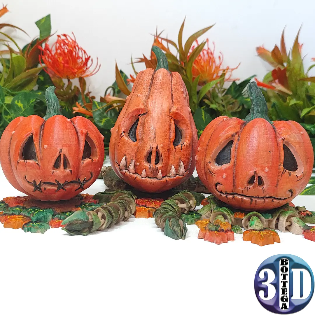 Jack-o'-lanterns, set of 3 pumpkins articulated