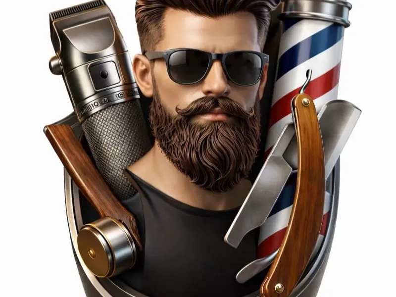 Icône de barbier – Décoration de salon de barbier moderne (Style impression 3D)