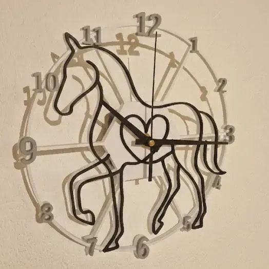 Horse One Line Heart Clock Face