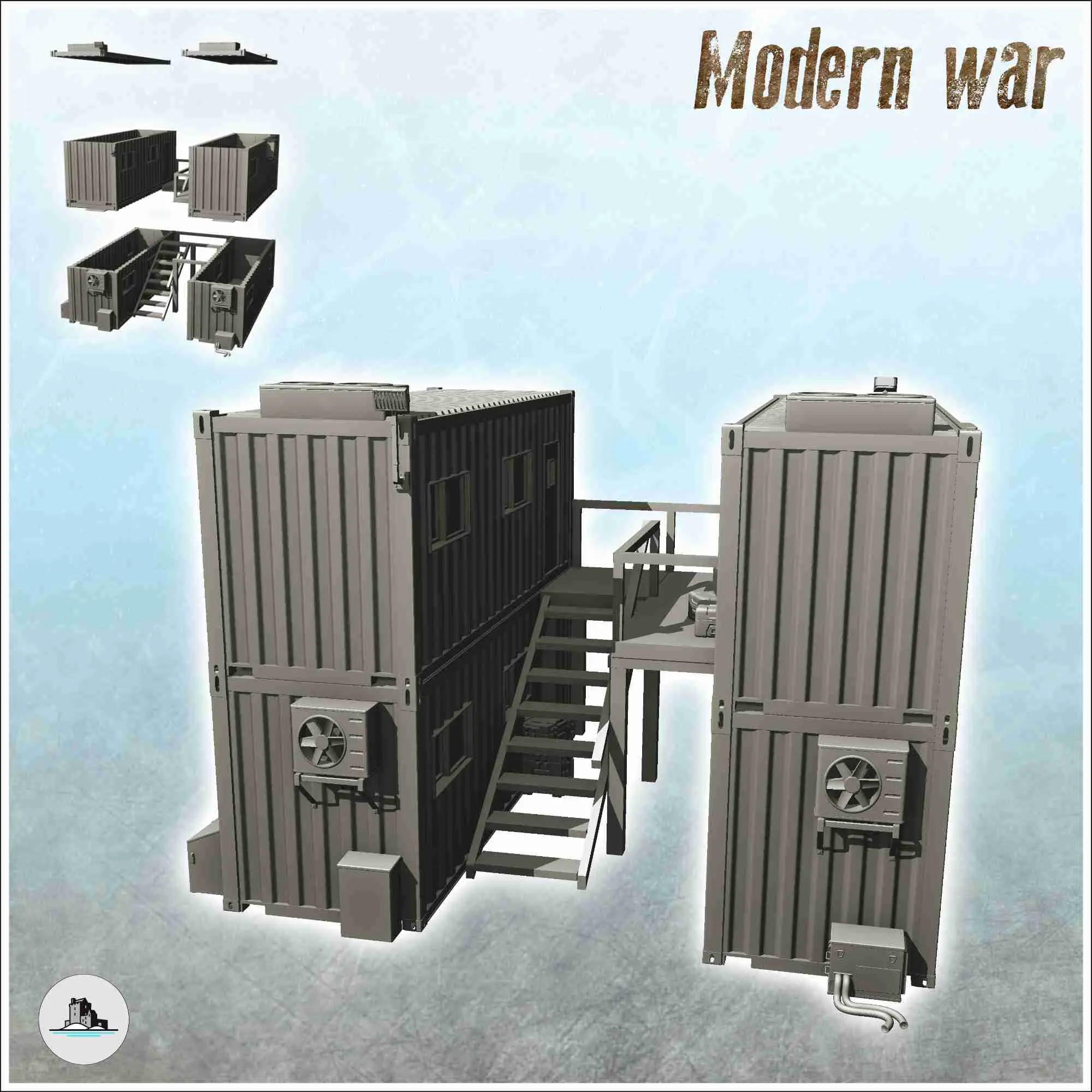 Poste de commandement moderne en containers (1) - scenery miniatures c
