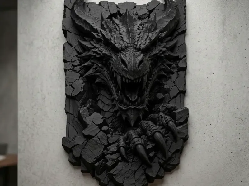 dragon coming from wall