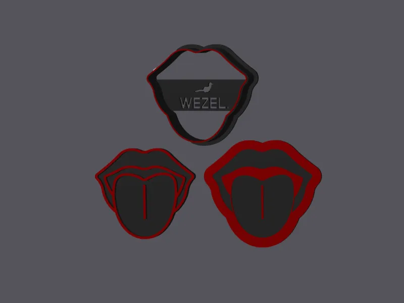 Tongue - Cookie Cutters with stamp and embosser (3 sizes)