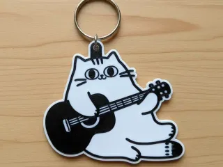 Keychain - Cat playing guitar