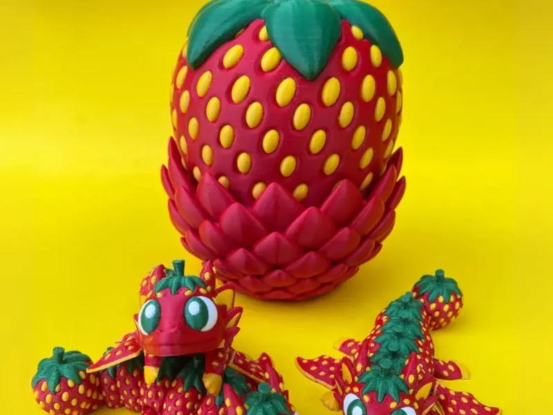 Dragón de Fresa Flexible y Caja de Huevo